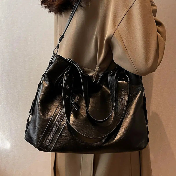 Adjustable Strap Leather Tote Bag