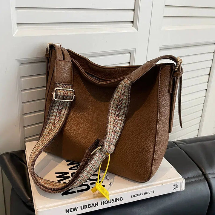 Adjustable Strap Leather Tote Bag