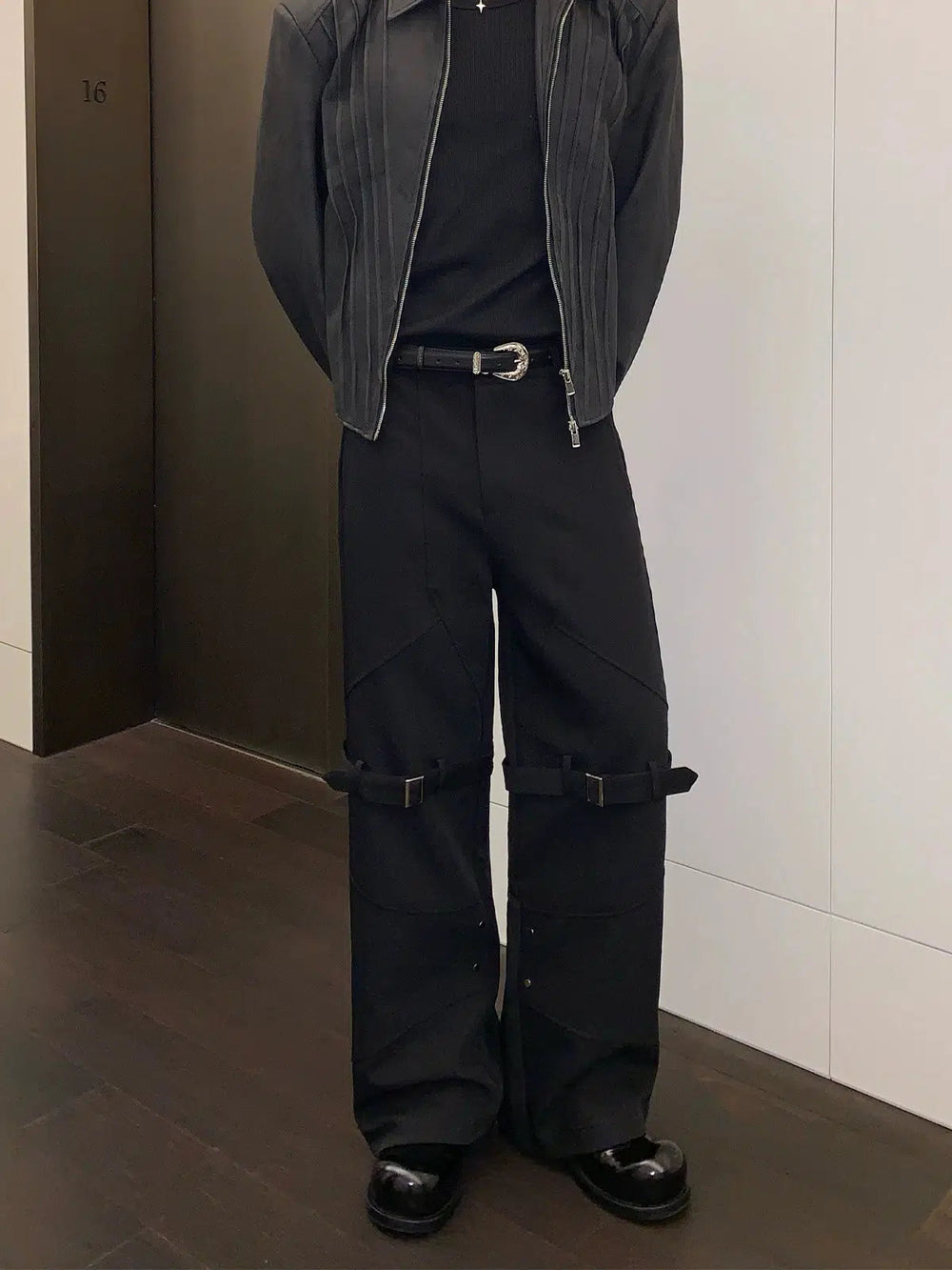 Adjustable Strap Straight-leg Pants