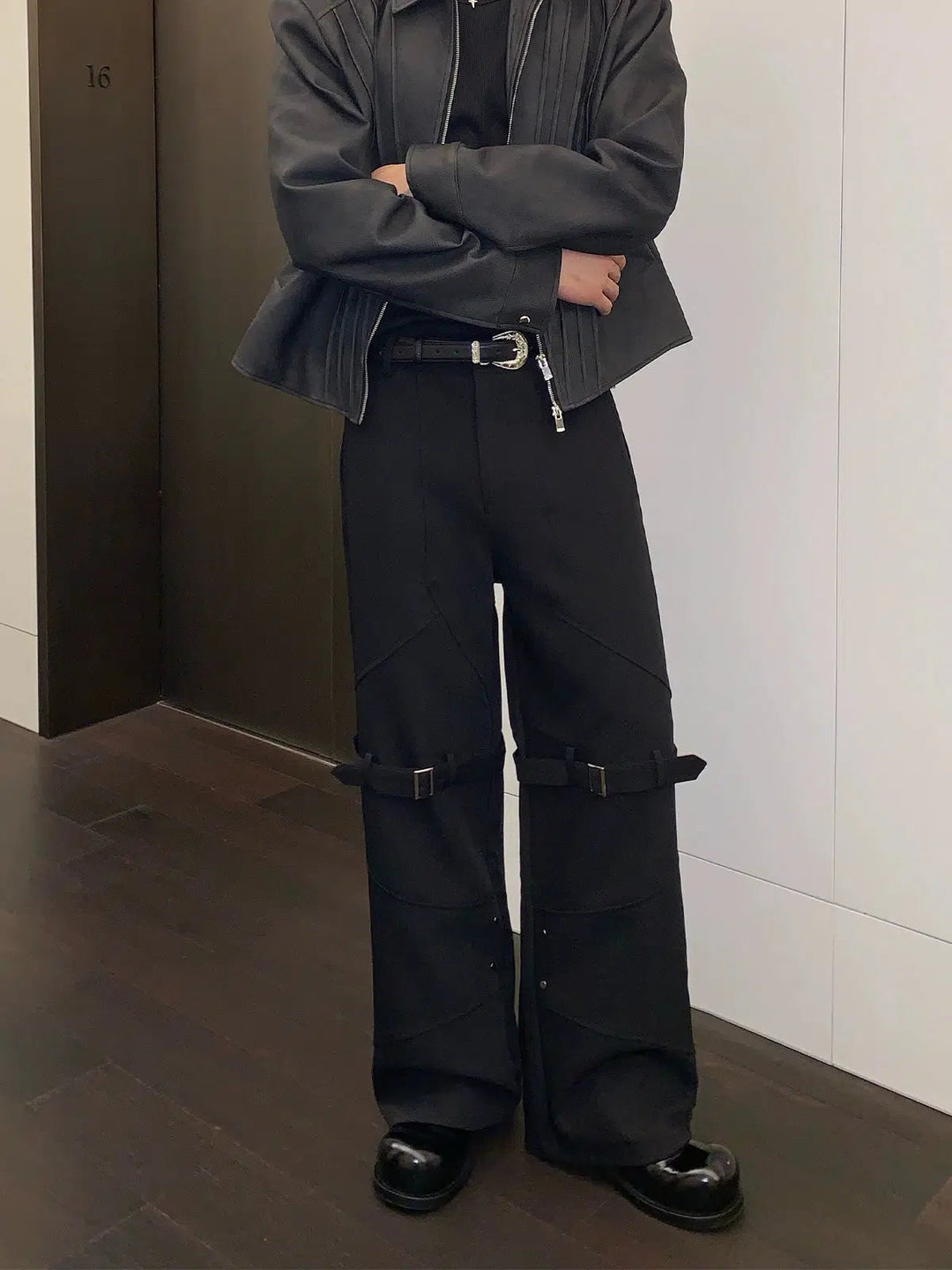 Adjustable Strap Straight-leg Pants