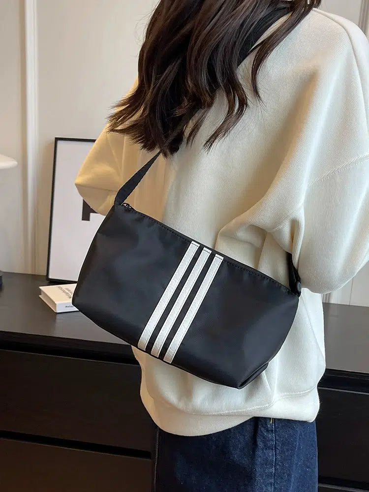 Adjustable Strap Striped Small Square Bag