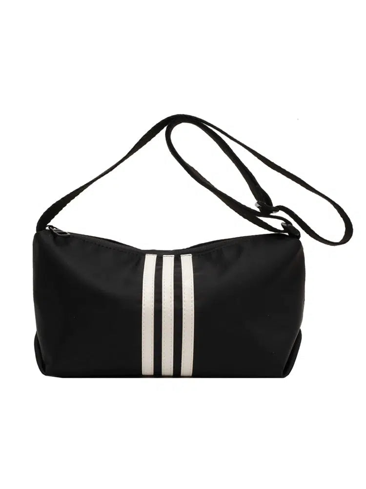 Adjustable Strap Striped Small Square Bag