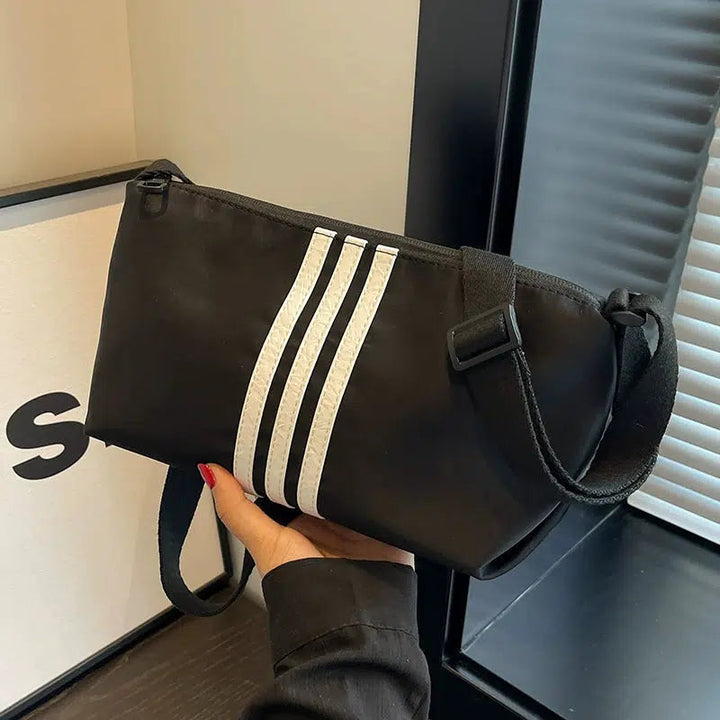 Adjustable Strap Striped Small Square Bag