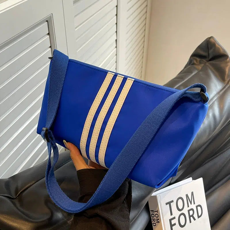 Adjustable Strap Striped Small Square Bag