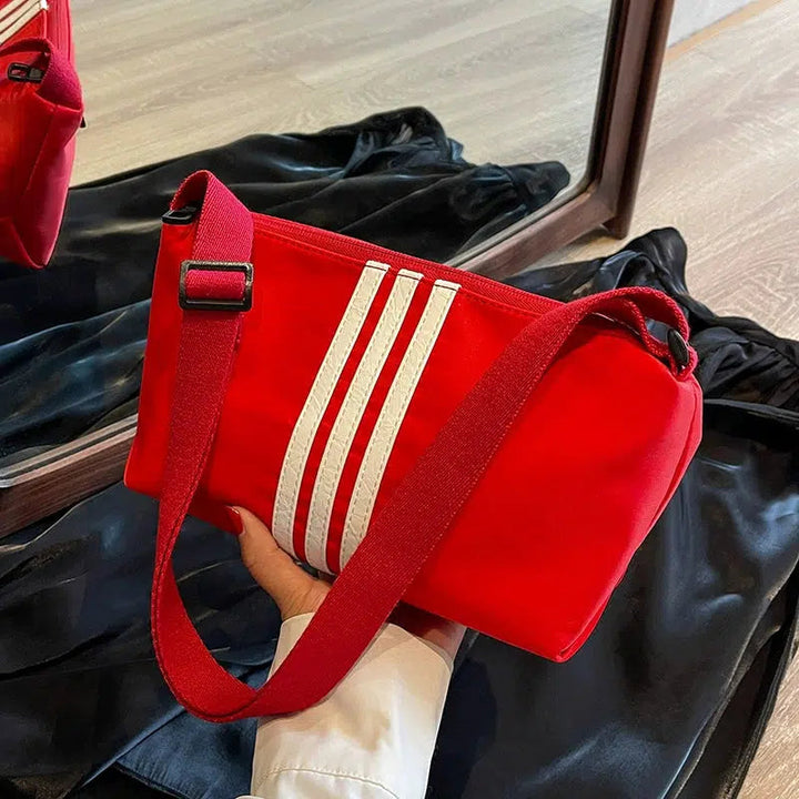 Adjustable Strap Striped Small Square Bag
