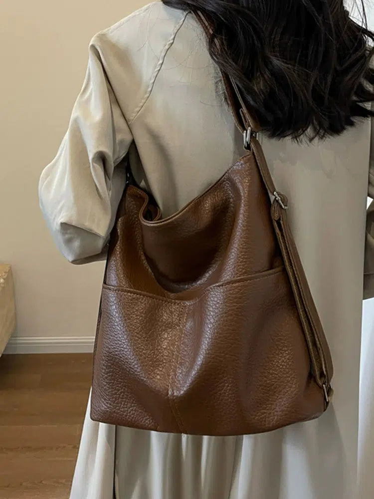 Adjustable Straps Leather Backpack