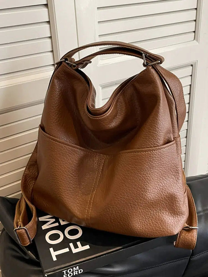 Adjustable Straps Leather Backpack