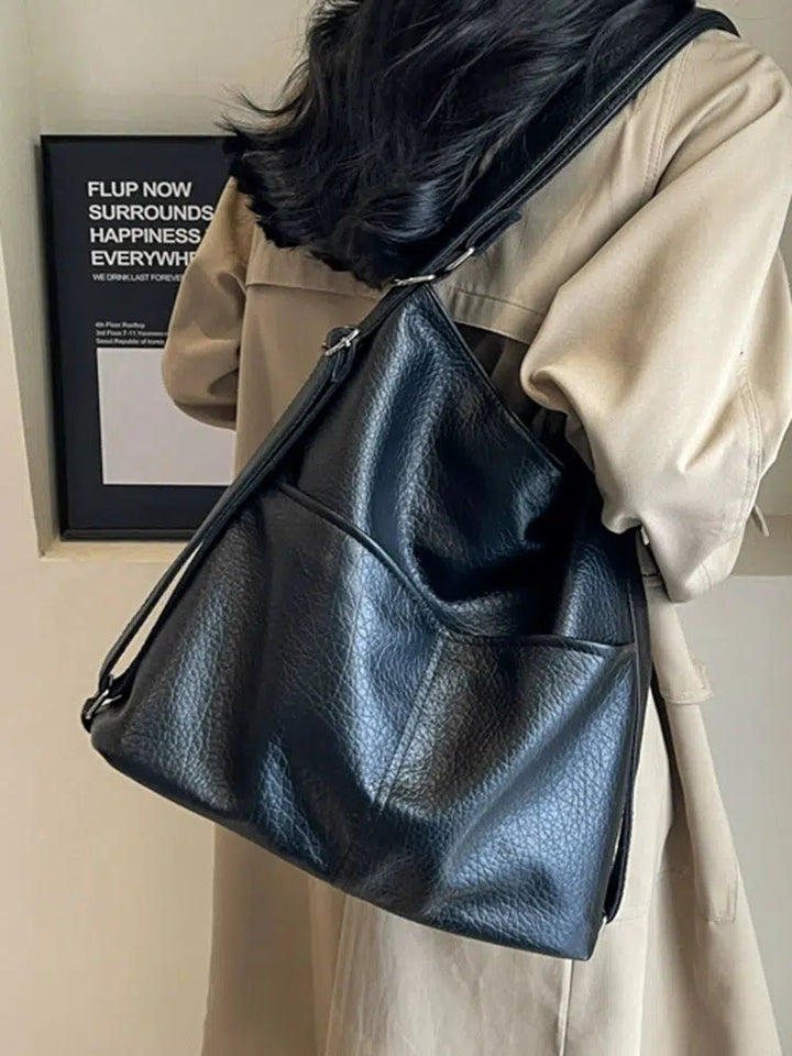 Adjustable Straps Leather Backpack