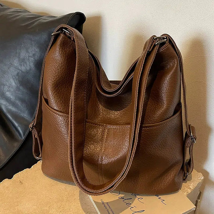Adjustable Straps Leather Backpack