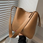 Adjustable Straps Leather Bucket Bag