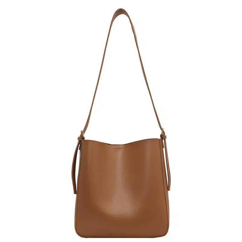 Adjustable Straps Leather Bucket Bag