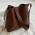 Adjustable Straps Leather Bucket Bag