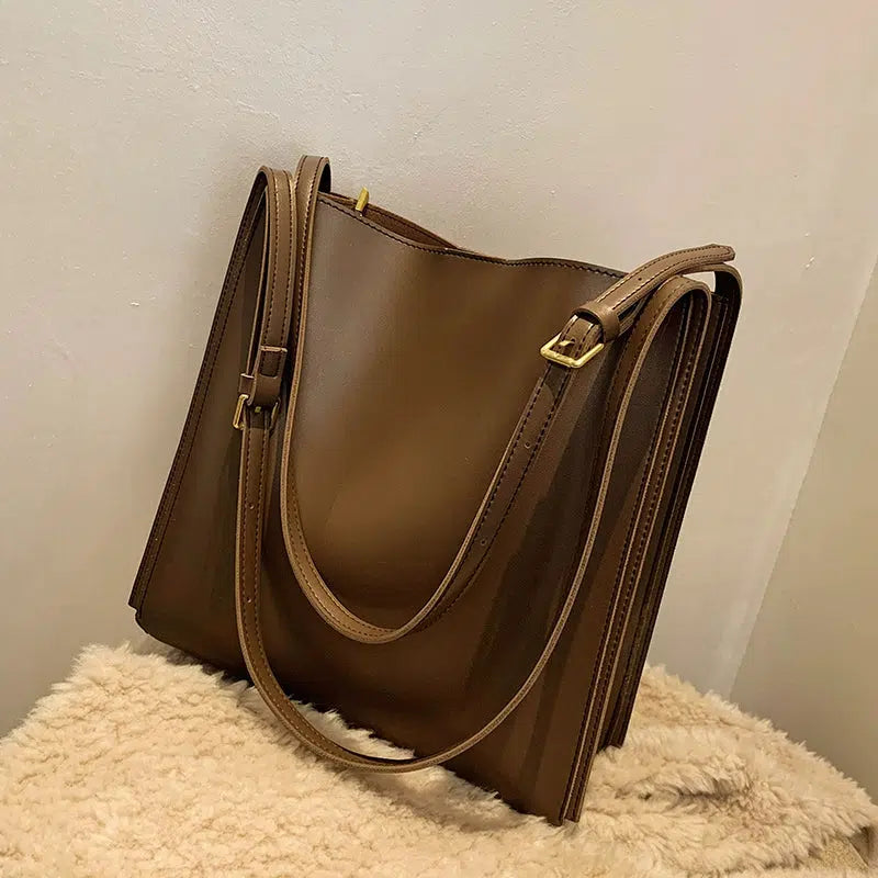 Adjustable Straps Leather Tote Bag