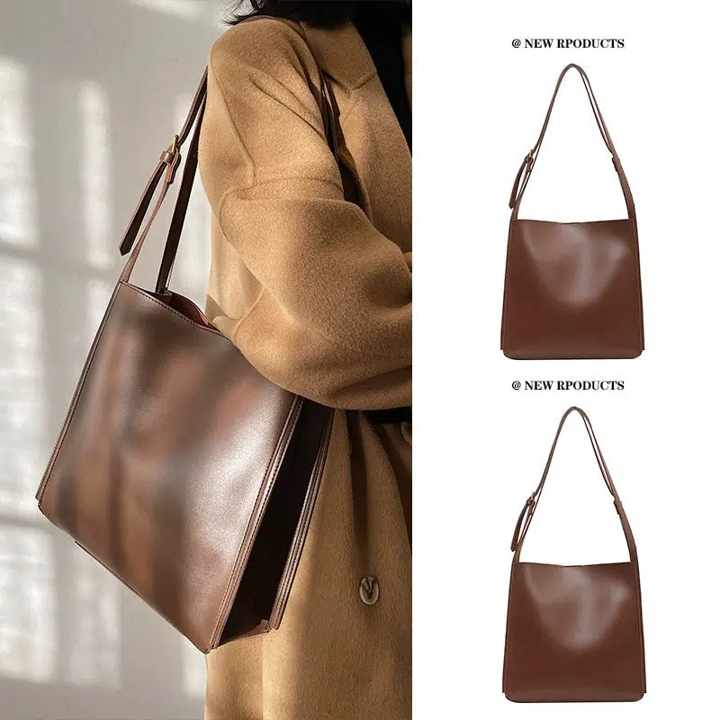 Adjustable Straps Leather Tote Bag