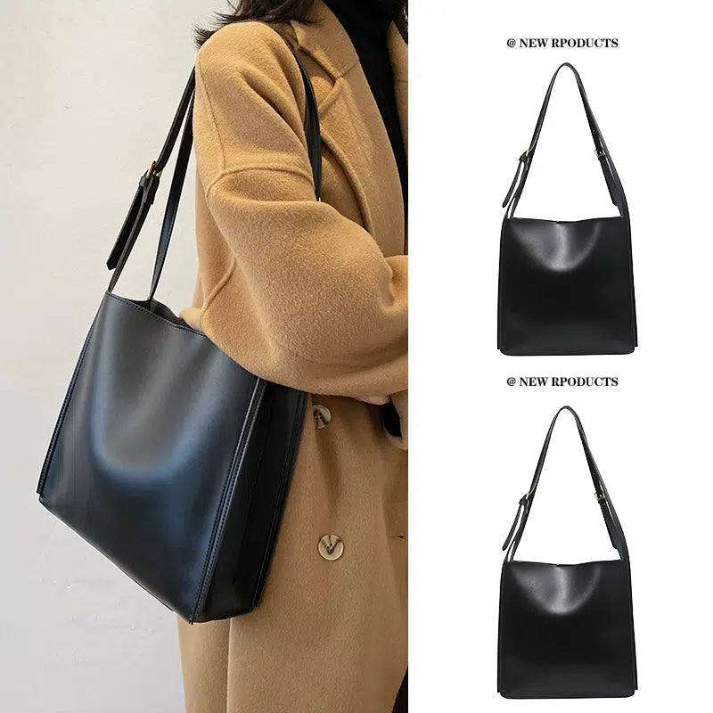 Adjustable Straps Leather Tote Bag