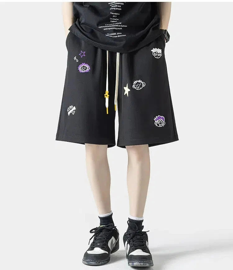 Animated Print Drawstring Shorts