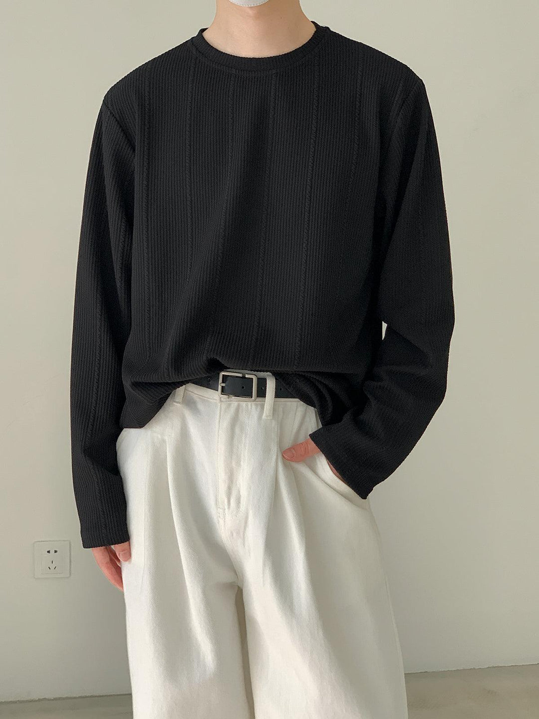 Anti-Wrinkle Striped Pullover