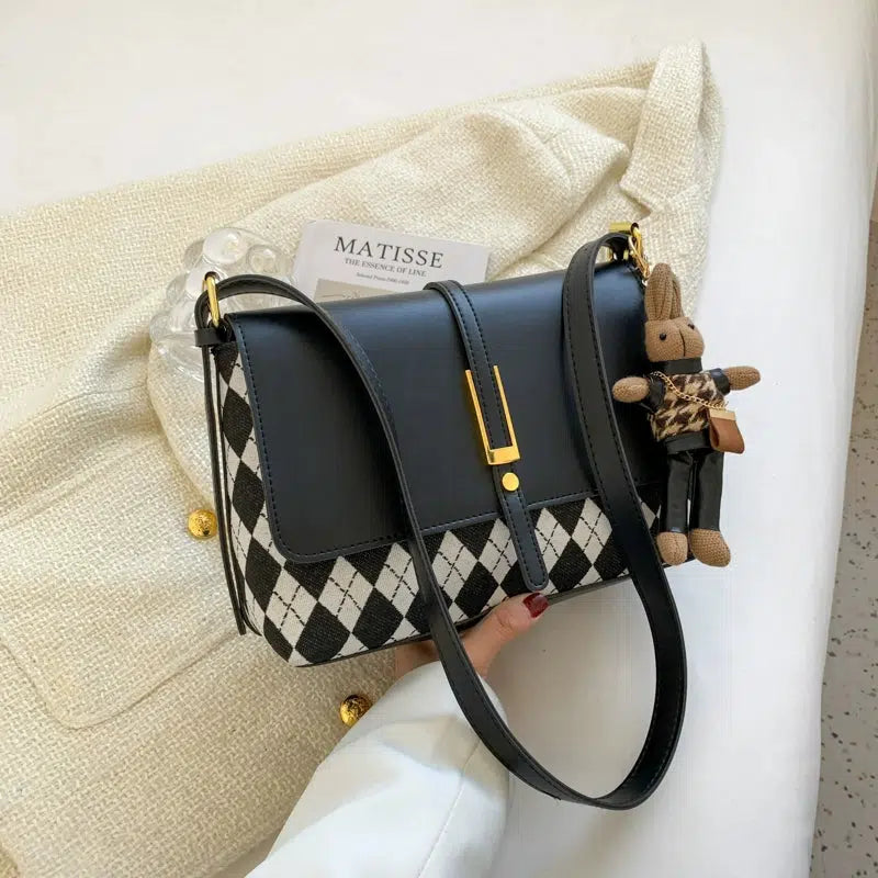Argyle Pattern Shoulder Bag