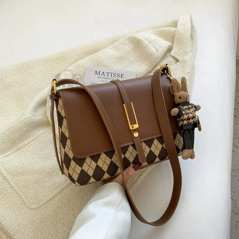 Argyle Pattern Shoulder Bag