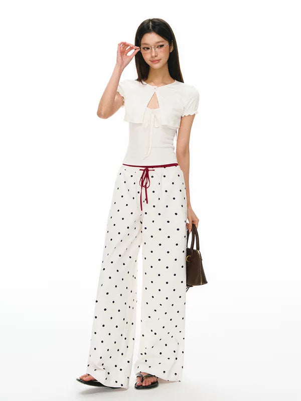 Polka Dot Wide Leg Casual Pants 5