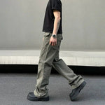 Army Green Straight-leg Cargo Pants