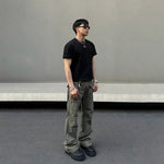 Army Green Straight-leg Cargo Pants