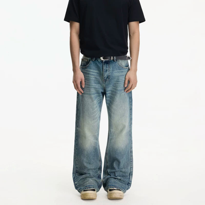 Retro Washed Wide Leg Flare Jeans Pants 2