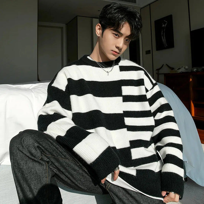 Asymmetrical striped sweater best sale