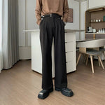 Autumn and Winter Pleated Pants with Adjustable Belt