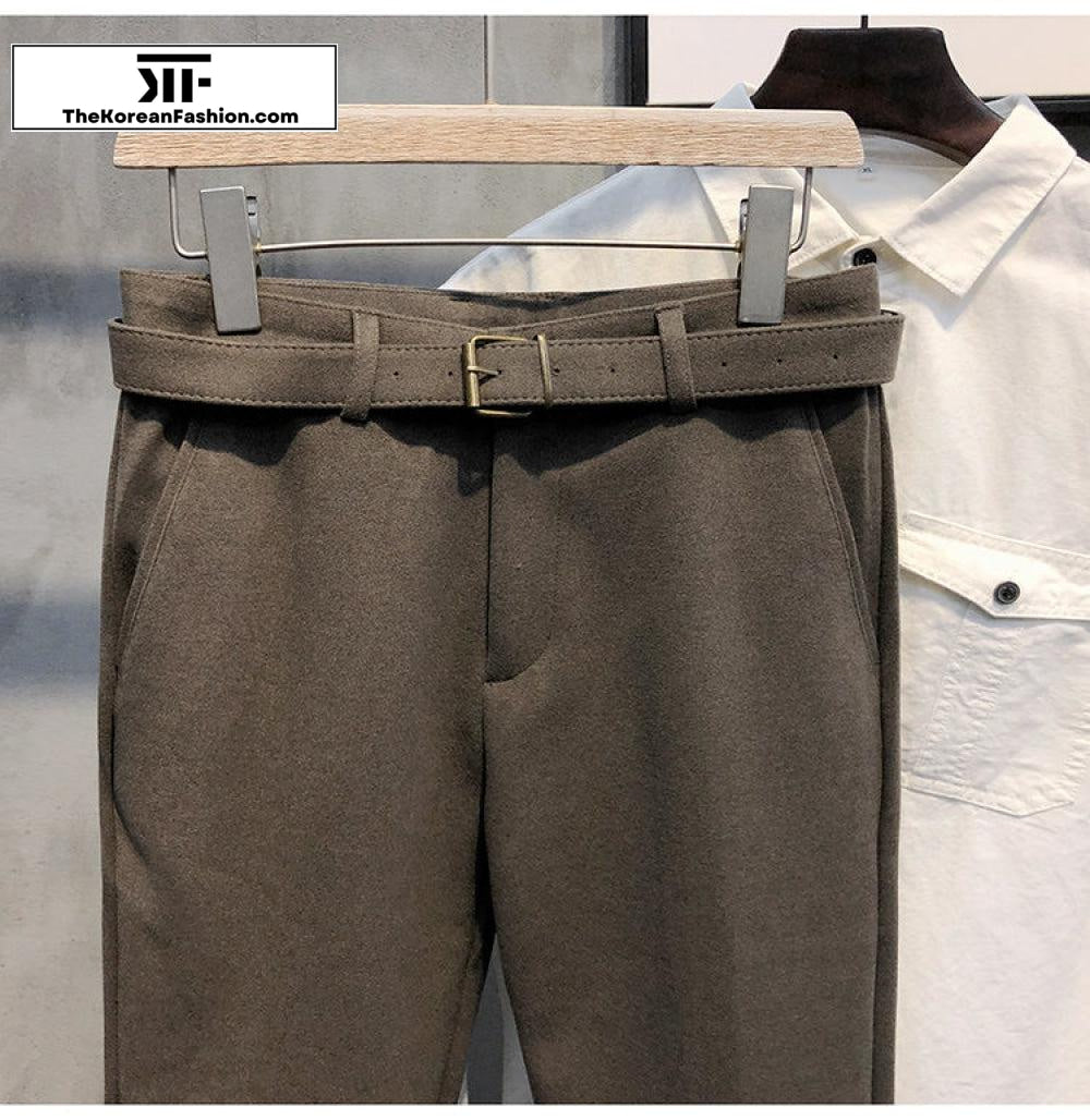 Autumn and Winter Woolen Slim Fit Pants