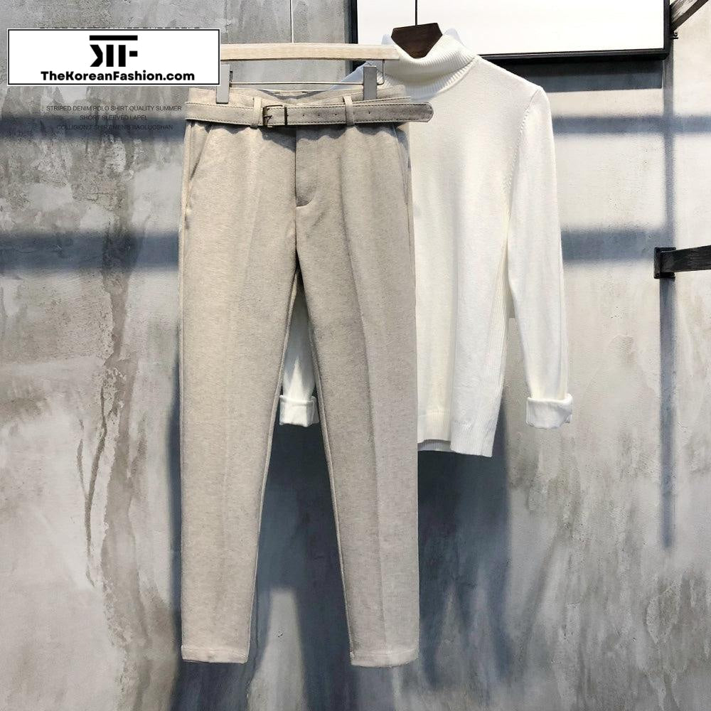 Autumn and Winter Woolen Slim Fit Pants