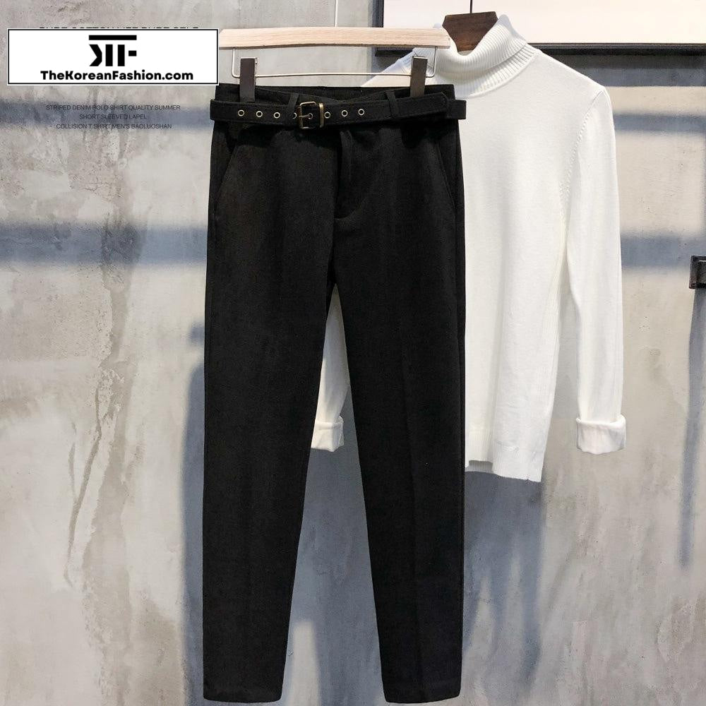Autumn and Winter Woolen Slim Fit Pants
