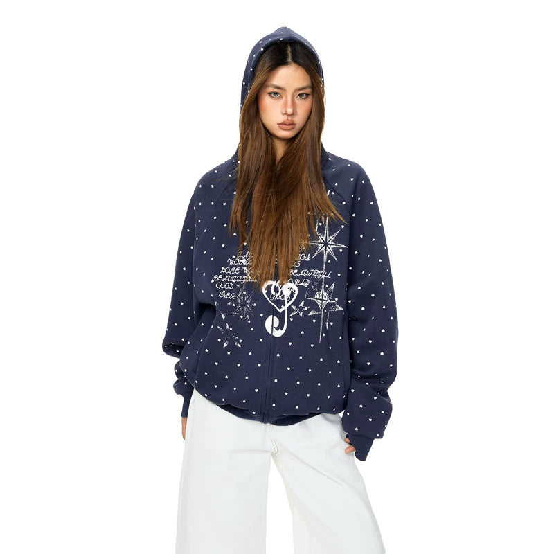 ,28614:28866,6018996732329,28614:28866,6018996732330,28614:28866,6018996732331,6018996732329,6018996732330,6018996732331, Musical Note Print Polka Dot Zip Hoodie