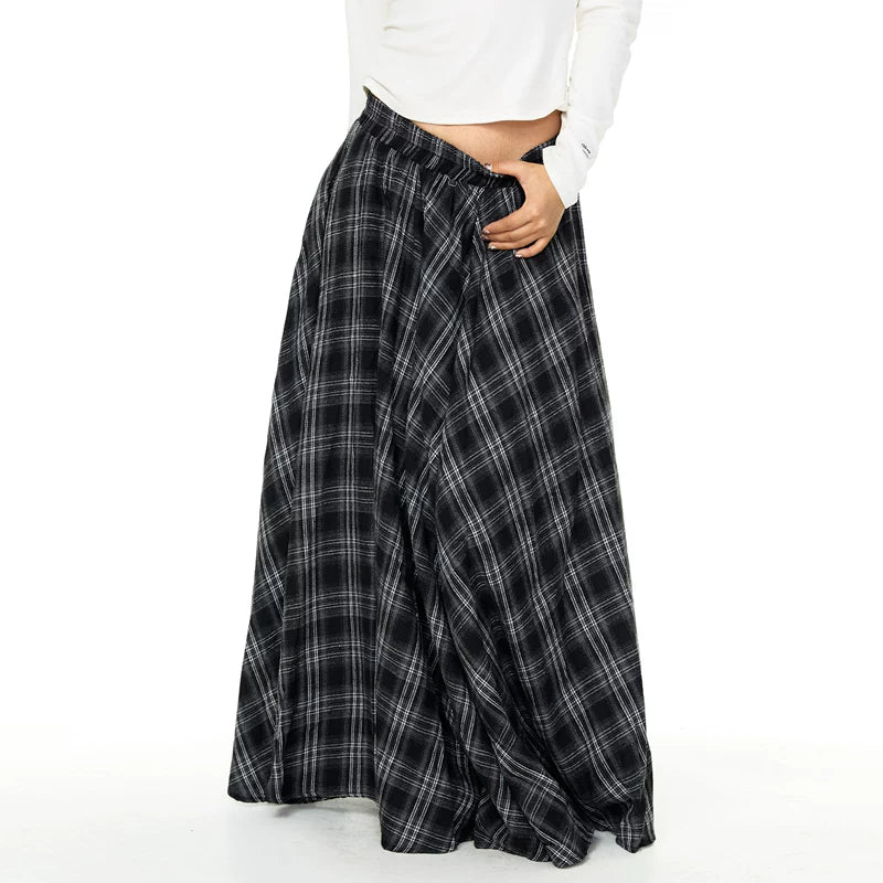 ,28579:8087733,6184538942091,6184538942091, Plaid Pleated A-Line Midi Skirt