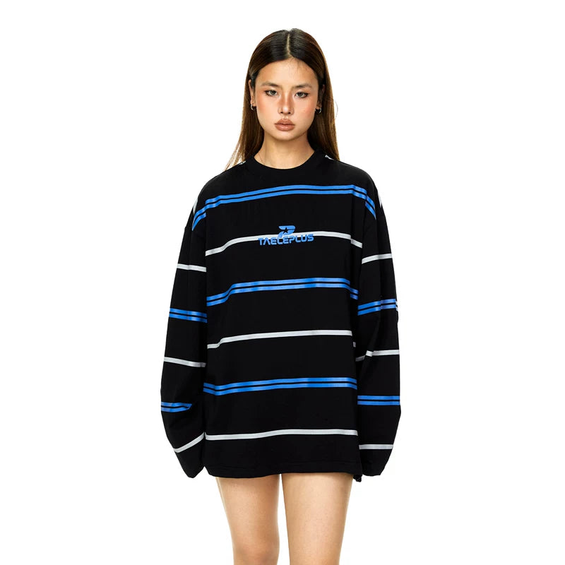 6027262304085,6027262304086,6027262304087, Striped Long-Sleeve Relaxed Turtleneck Shirt
