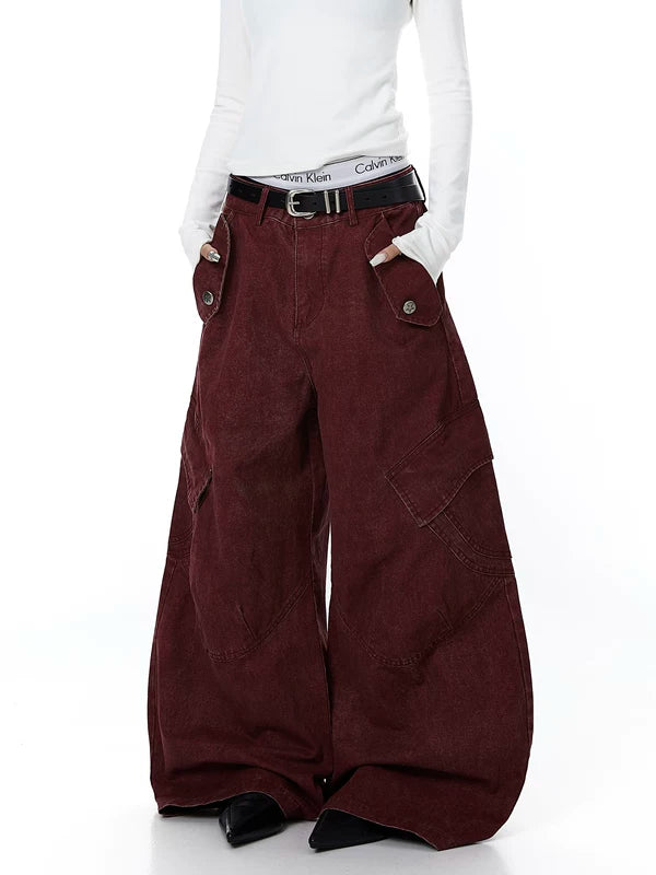 Distressed Wide Leg Multi Pocket Cargo Pants 3