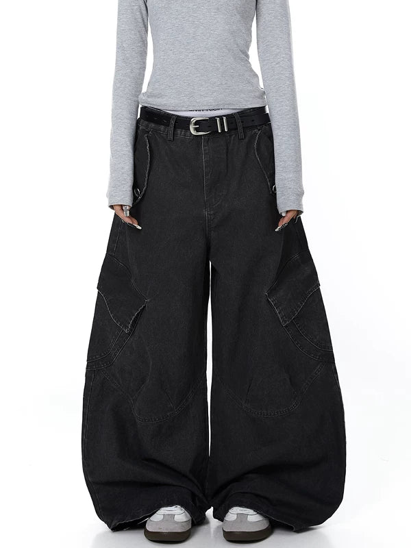 Distressed Wide Leg Multi Pocket Cargo Pants 4