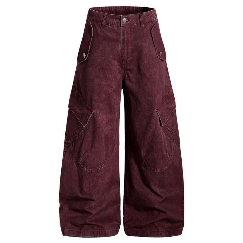 6010710009177,6010710009178,6010710009179,6010710009180,6010710009181, Distressed Wide Leg Multi Pocket Cargo Pants