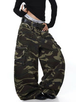 Wide Leg Camouflage Multi-Pocket Cargo Pants 4