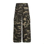 6009503020305,6009503020306,6009503020307,6009503020308,6009503020309, Wide Leg Camouflage Multi-Pocket Cargo Pants