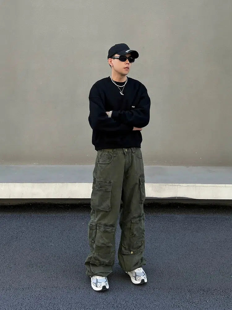 TKF8 Baggy Cargo Pants S ArmyGreen