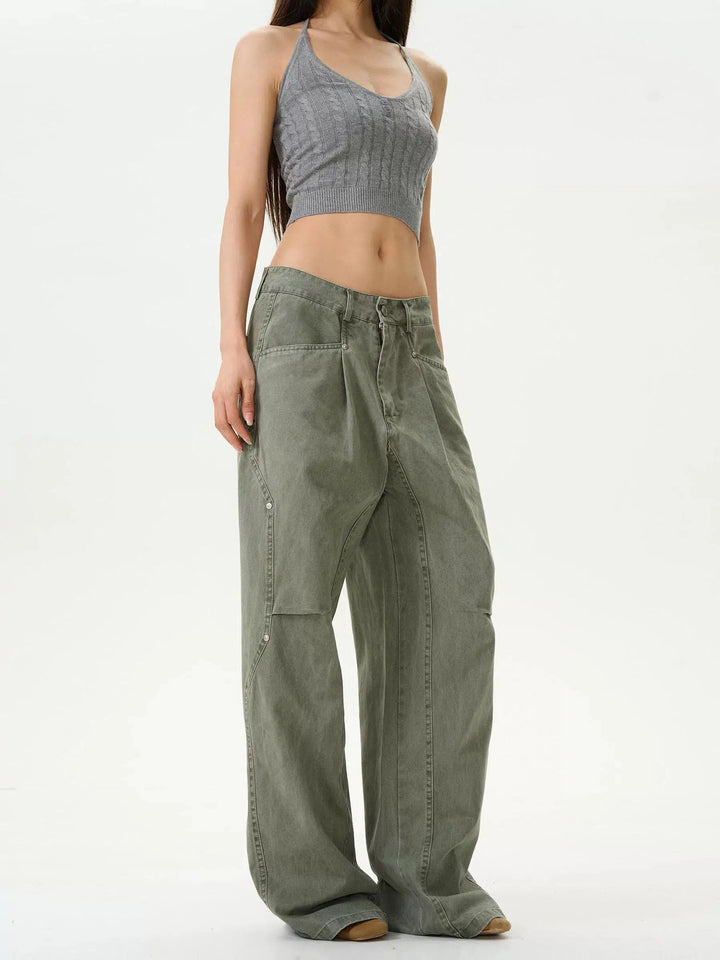 Washed Vintage Straight-leg Jeans