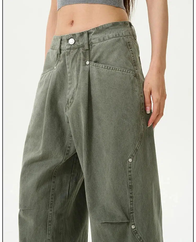 Washed Vintage Straight-leg Jeans
