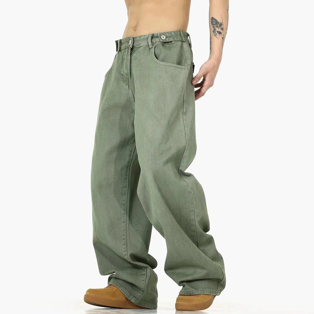 Baggy Drape Wide-Leg Jeans