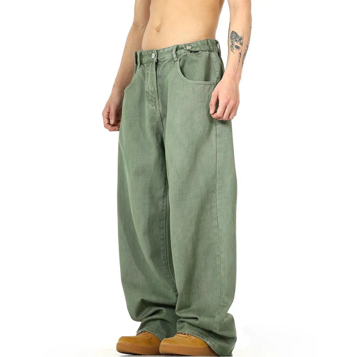 Baggy Drape Wide-Leg Jeans