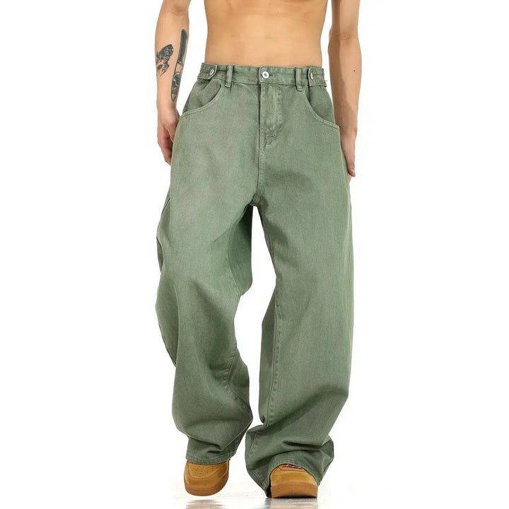 Baggy Drape Wide-Leg Jeans