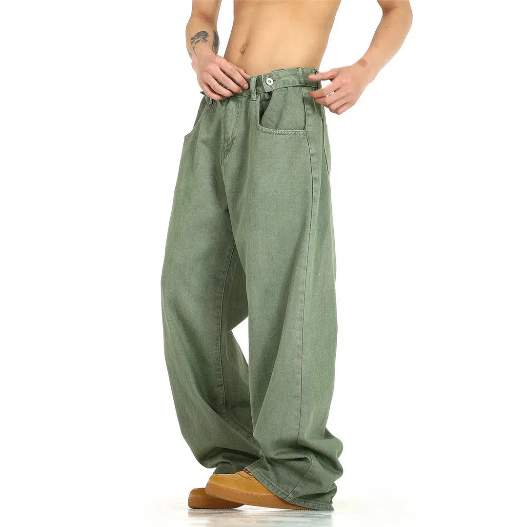 Baggy Drape Wide-Leg Jeans