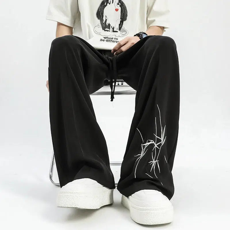 Bamboo Embroidered Casual Pants