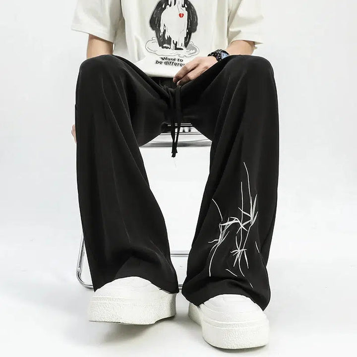 Bamboo Embroidered Casual Pants