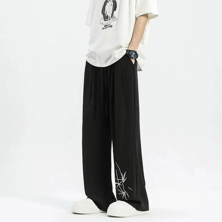Bamboo Embroidered Casual Pants
